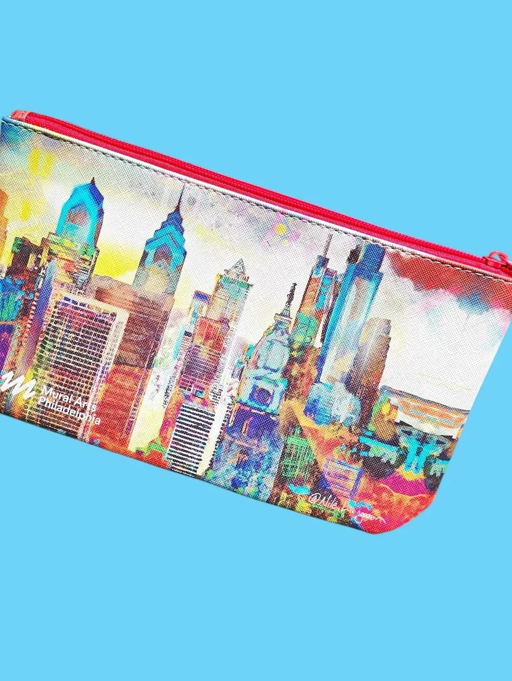Nile Livingston Mural Arts Philadelphia Skyline Zip Pouch New - Picture 4 of 8